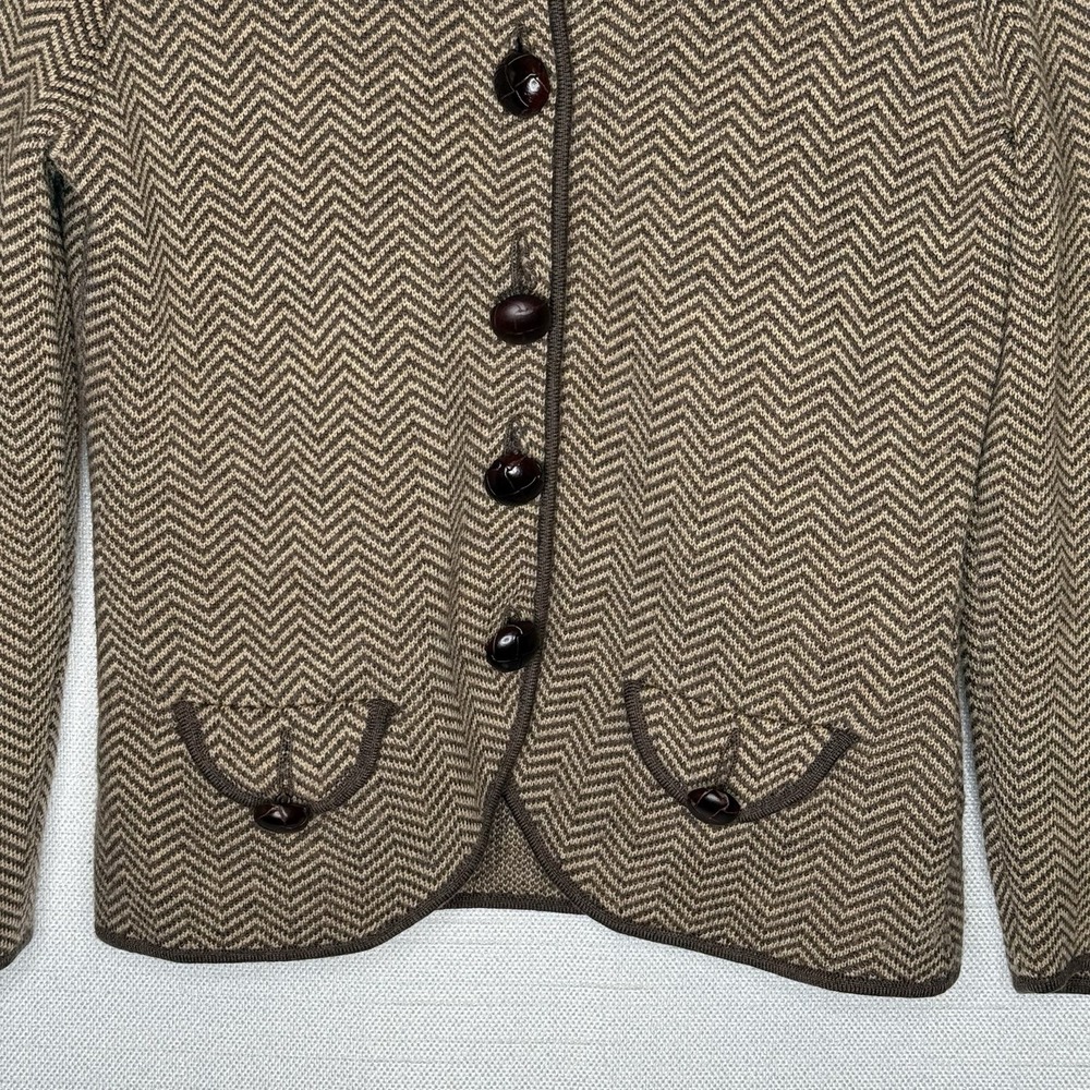 VTG Banana Republic Merino Wool Herringbone Riding Blazer Elbow Patches Women PS - Picture 4 of 12